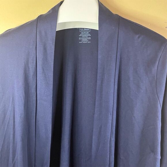 L.L.Bean Women's 3XL Blue Open Front Cardigan Sweater Plus Size Classic Work - Picture 2 of 5